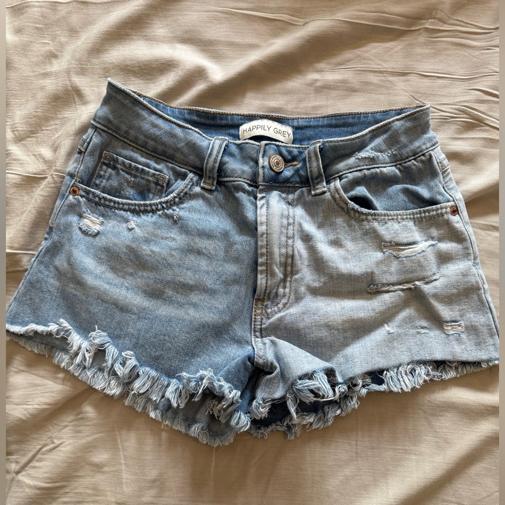 Women's Light Blue Distressed Jean Shorts